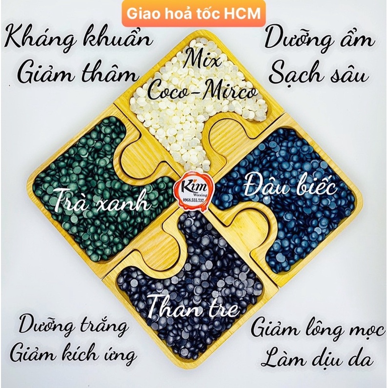 300g SÁP WAX LÔNG Hard wax beans BLUEZOO Premier THÊM BỘT NGỌC TRAI VÀ DẦU CỌ Ánh nhũ