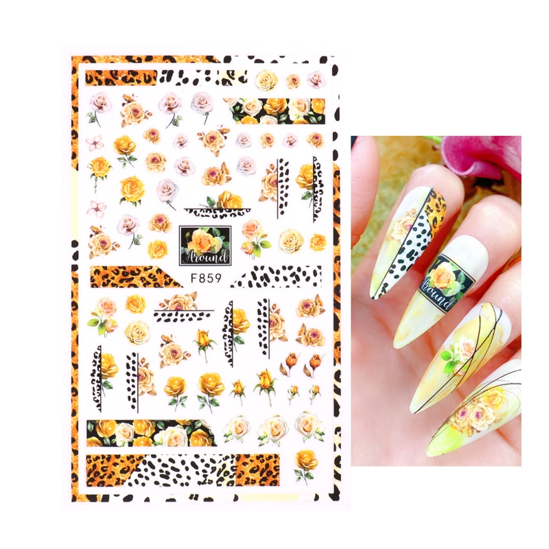 Set 6 / 10 Tấm Hình Dán Hoa Hồng Trang Trí Móng Tay Nghệ Thuật