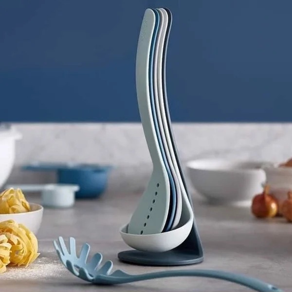 Bộ dụng cụ nấu ăn 5 món kèm giá đỡ Joseph Joseph 10526 Editions Nest màu xanh blue