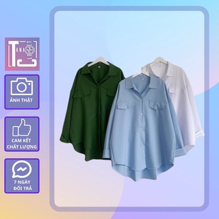 [sẵn] Áo sơ mi trơn có túi (ảnh thật tại shop) Tanazi Closet