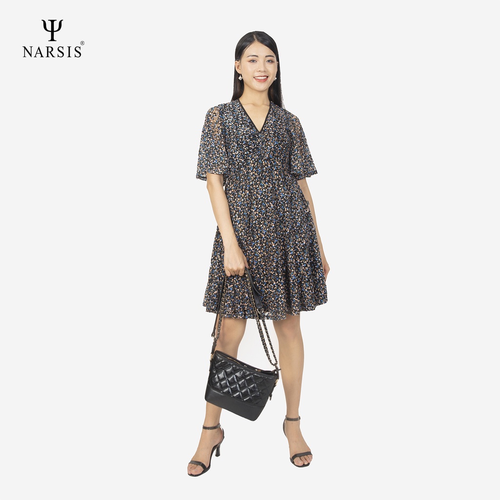 Váy nữ Narsis B0002 ren màu hoa xanh đen