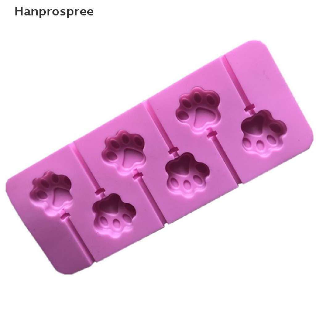 Hanprospree&gt; 6 Holes 3D Cat Dog Paw Shape Silicone Lollipop Mold DIY Chocolate Baking Mould well