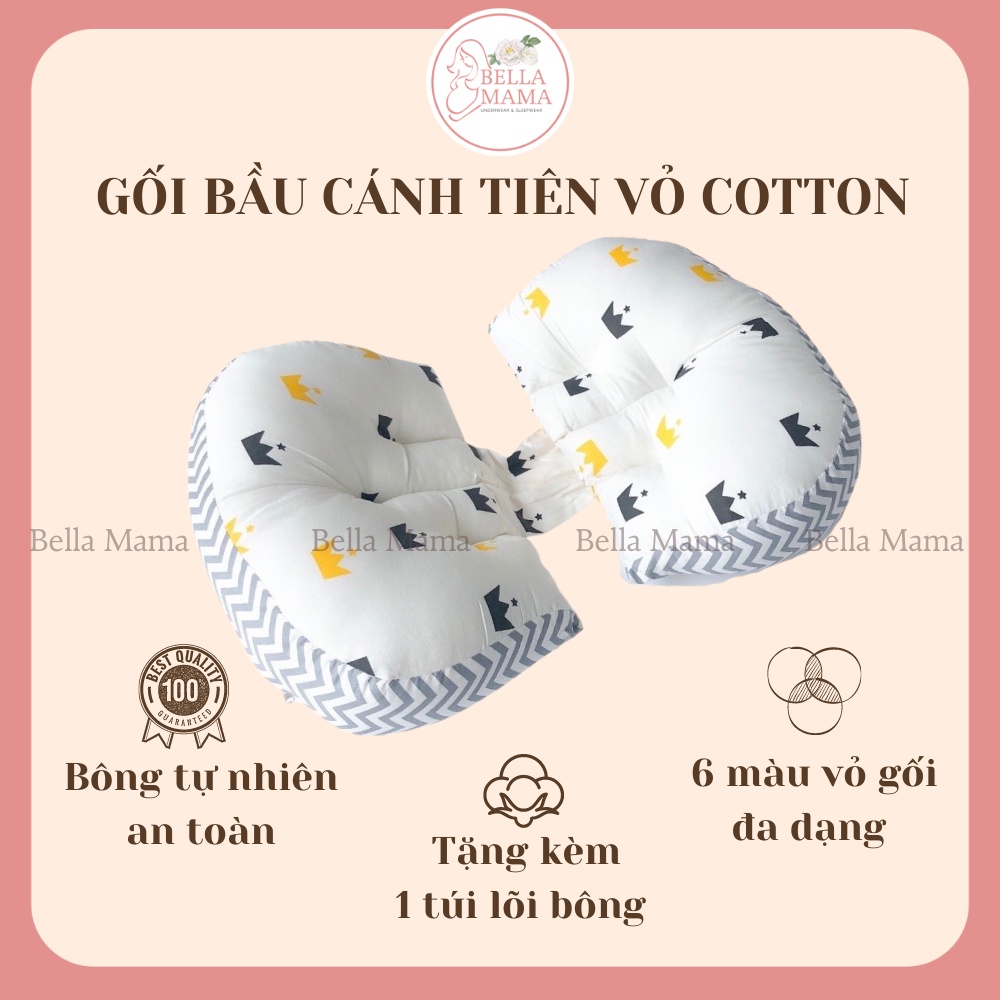 Gối Bầu Cánh Tiên Đa Năng 100% Cotton Nâng Đỡ Bụng Bầu Giảm Đau Lưng Hàng Việt Nam Bella Mama Gb02