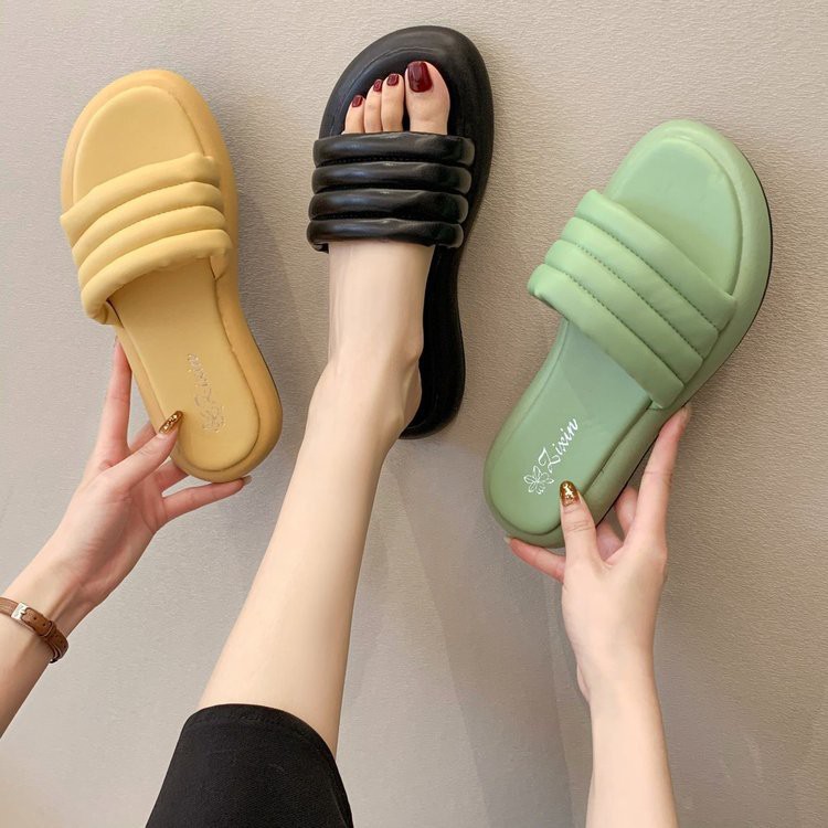 Dép Sandal Đế Dày Bằng Polyester Phong Cách Hàn Quốc Thời Trang Mùa Hè Hàng Mới Dành Cho Nữ