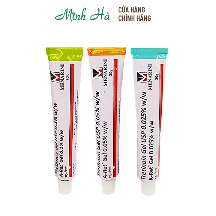 Gel giảm mụn Menarini Tretinoin USP Aret Gel 20g giúp hỗ trợ ngăn ngừa mụn nám và tái tạo trẻ hóa làn da