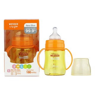 Bình sữa Wesser cổ rộng 180ml có tay cầm