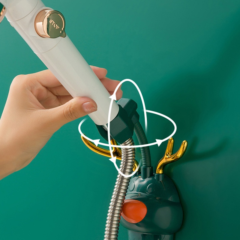 Siêu 360 Độ° Giá Đỡ Đầu Vòi Hoa Sen Tự Dính Kèm 2 Đầu Thay Thế Tiện Dụng