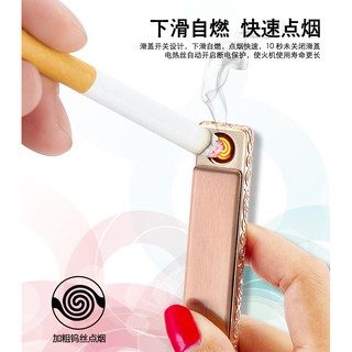 Hộp quẹt sạc USB siêu mỏng màu Đồng