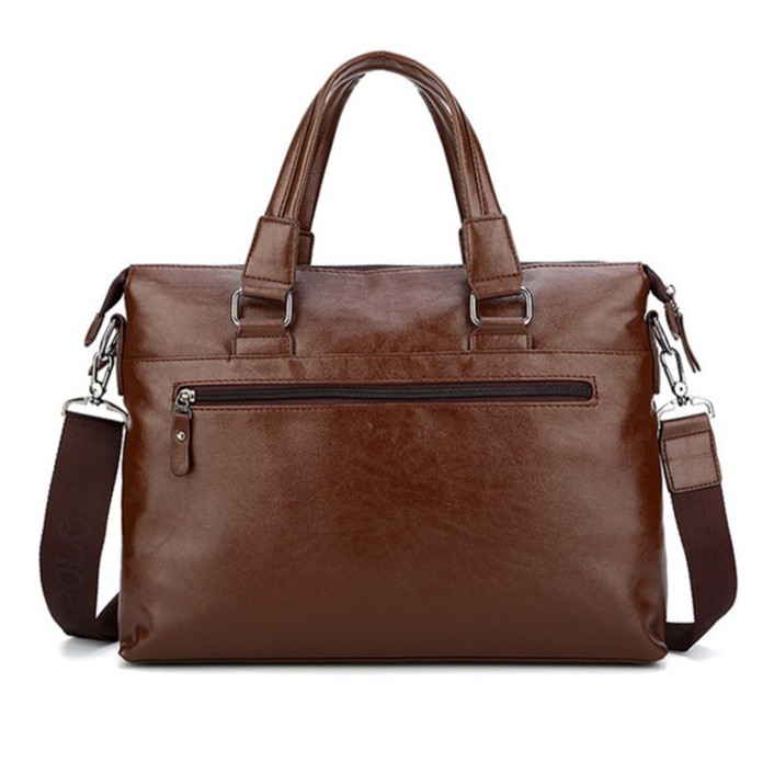 Túi xách công sở POLO da bò cao cấp, đựng vừa laptop 14 inch (Nâu đậm - Nâu sáng - Đen) | BigBuy360 - bigbuy360.vn