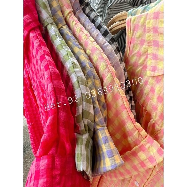 Váy kẻ dáng suông hot hit, Váy sơ mi dáng dài maxi siêu xinh nhiều màu