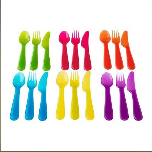 Set 6 Bộ Thìa, Dao, Dĩa Nhựa KALAS IKEA Cho Bé