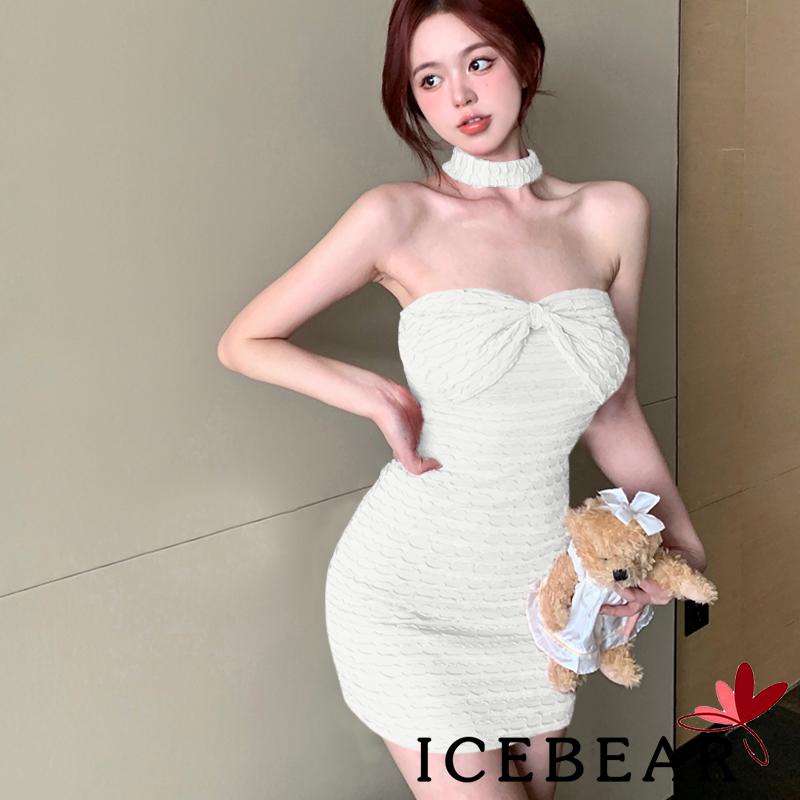 Đầm Hai Dây Ôm Dáng Màu Trơn Đính Nơ Thời Trang Mùa Hè Cho Nữ