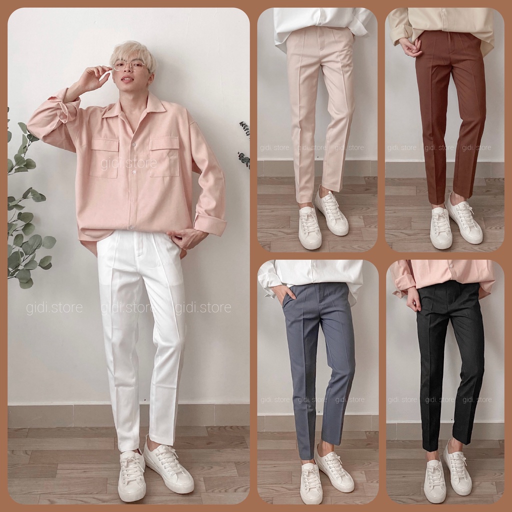 ☇❃Quần Tây Baggy form âu Nam Nữ Unisex ống suông 💥 vải kate mịn, không nhăn chính hãng GIDI