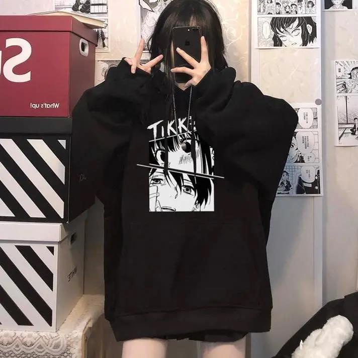 Hooded Sweater Men and Women's Autumn and Winter New Ins Print Japanese Cartoon Tops Couples Loose All-match Coat