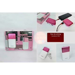 Sạc dự phòng sendem p68 màu hồng - trắng, dung lượng cao 15.600mah