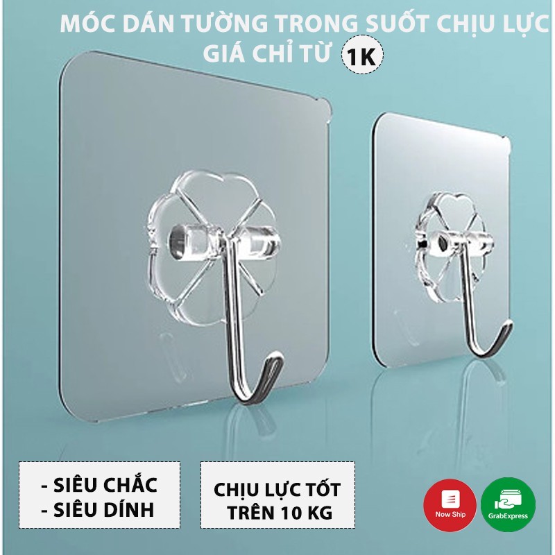 [giá chỉ từ 1k] Móc dán tường chịu lực , móc treo phích cắm trong suốt dán tường tiện lợi siêu dính trên gạch men, kính