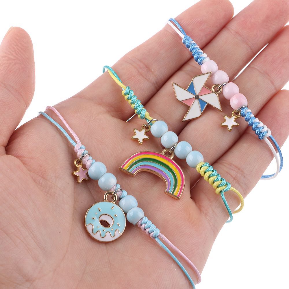 Vòng đeo tay dệt thủ công phối mặt hoạt hình dễ thương thời trang cho nữ