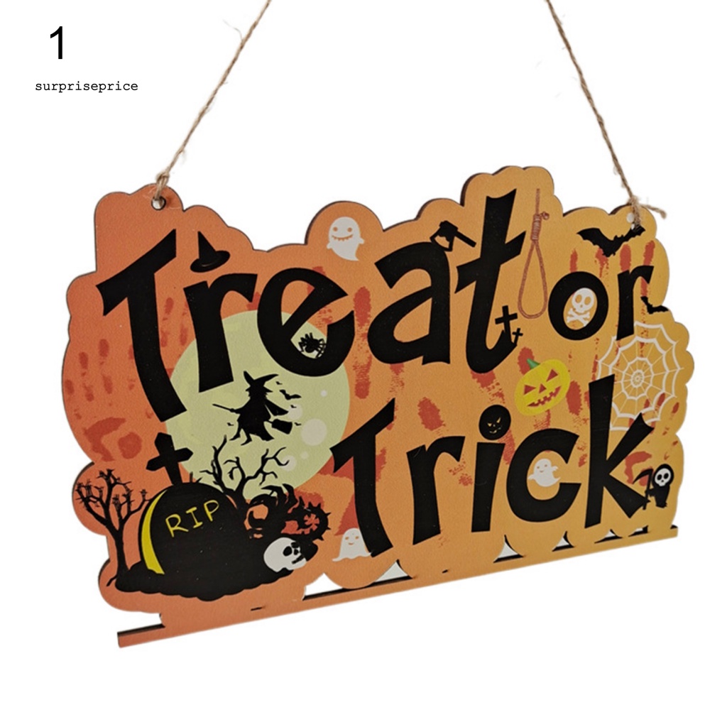 Bảng Gỗ Treo Tường Trang Trí Halloween Hình Bí Ngô