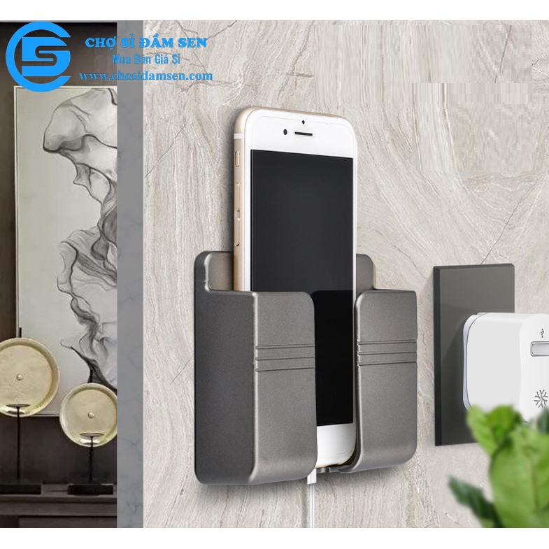 Giá đỡ dán tường treo remote máy lạnh đa năng G215-KetreoDT, kệ treo sạc điện thoại, đầu dây điện tiện lợi giúp không gi
