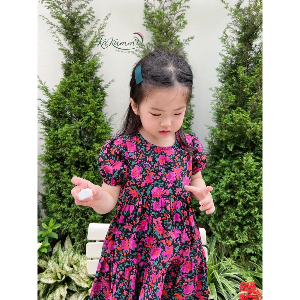 Váy babydoll hoa chất liệu thô Hàn (KM22-VA214) Kakummi