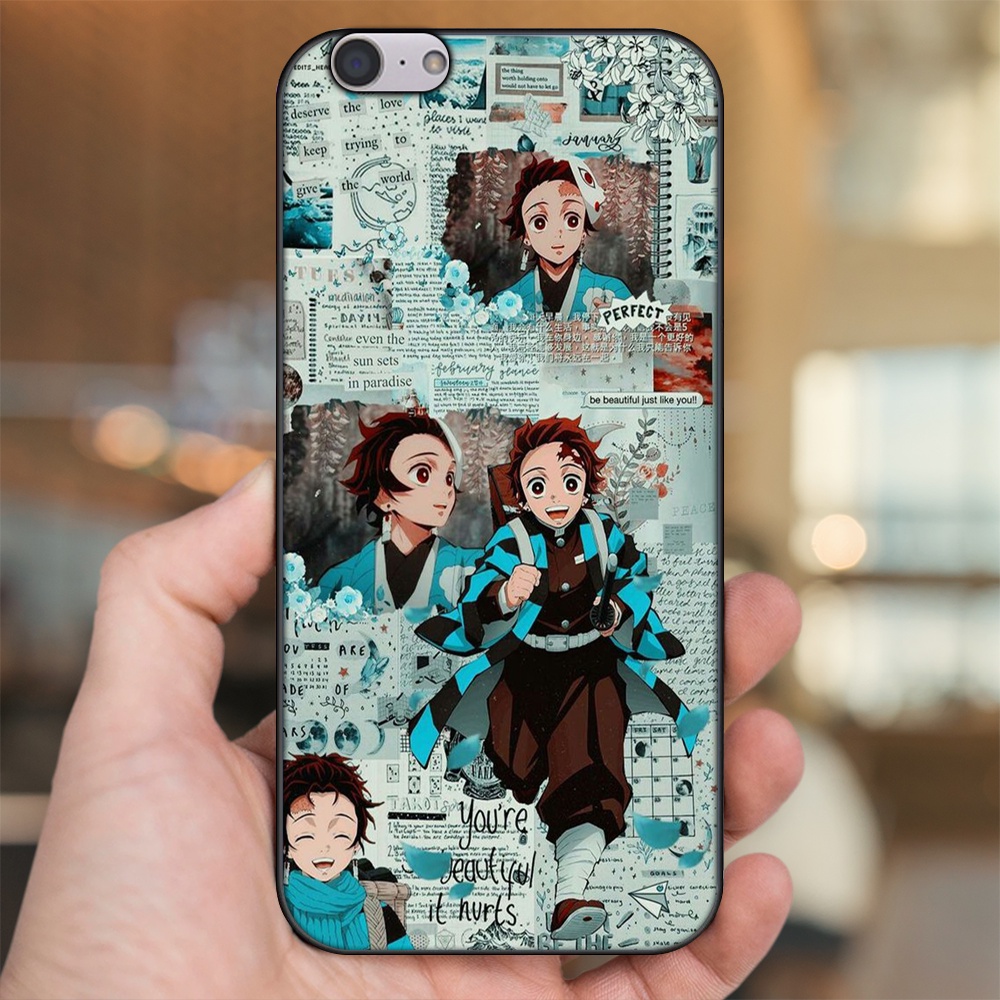 Ốp lưng Oppo A39, F3 Lite viền đen in hình Tanjiro Kimetsu No Yaiba