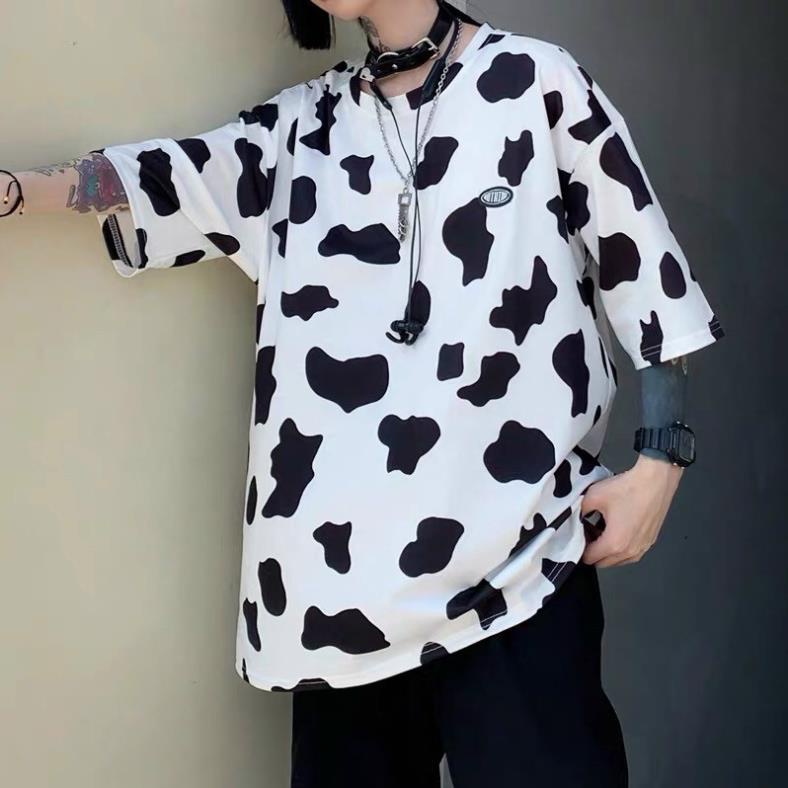 [Hàng VNXK]Áo Thun Unisex🌸 Phông Tay Lỡ Loang Màu Bò Sữa Dáng Rộng Nam Nữ | BigBuy360 - bigbuy360.vn