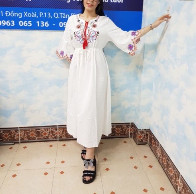 Đầm maxi thổ cẩm ulzzang | BigBuy360 - bigbuy360.vn