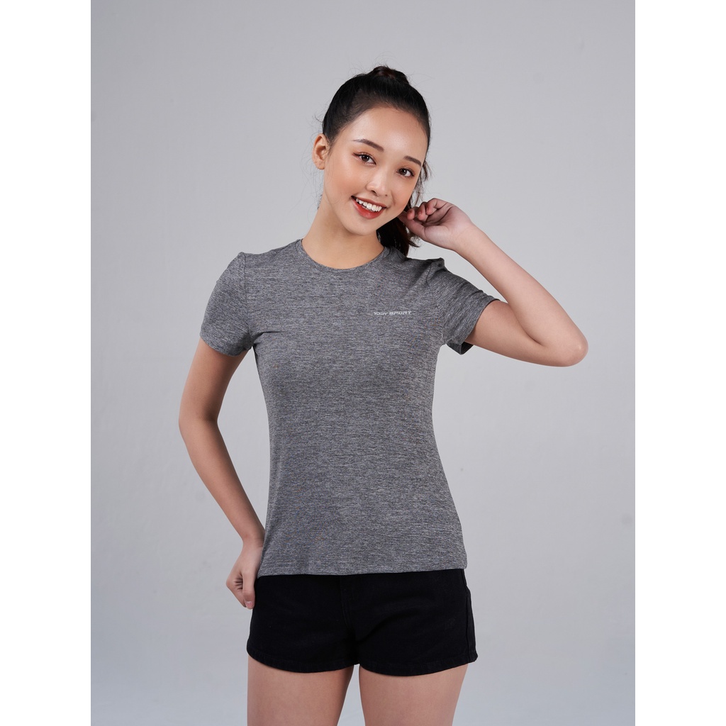 Áo thun thể thao nữ YODY, áo phông cộc tay chất liệu Melange cao cấp, năng động thấm hút khử mùi cơ thể STN5036