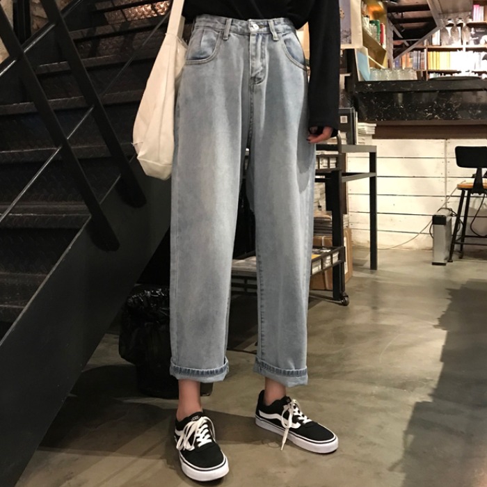 Quần jean lưng cao ống rộng phong cách Hàn Quốc dành cho nữ | BigBuy360 - bigbuy360.vn