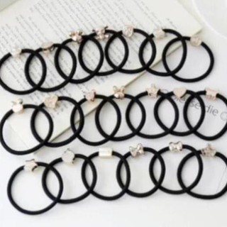 10 DÂY BUỘC TÓC MÀU ĐEN HẠT VÀNG SIÊU BỀN