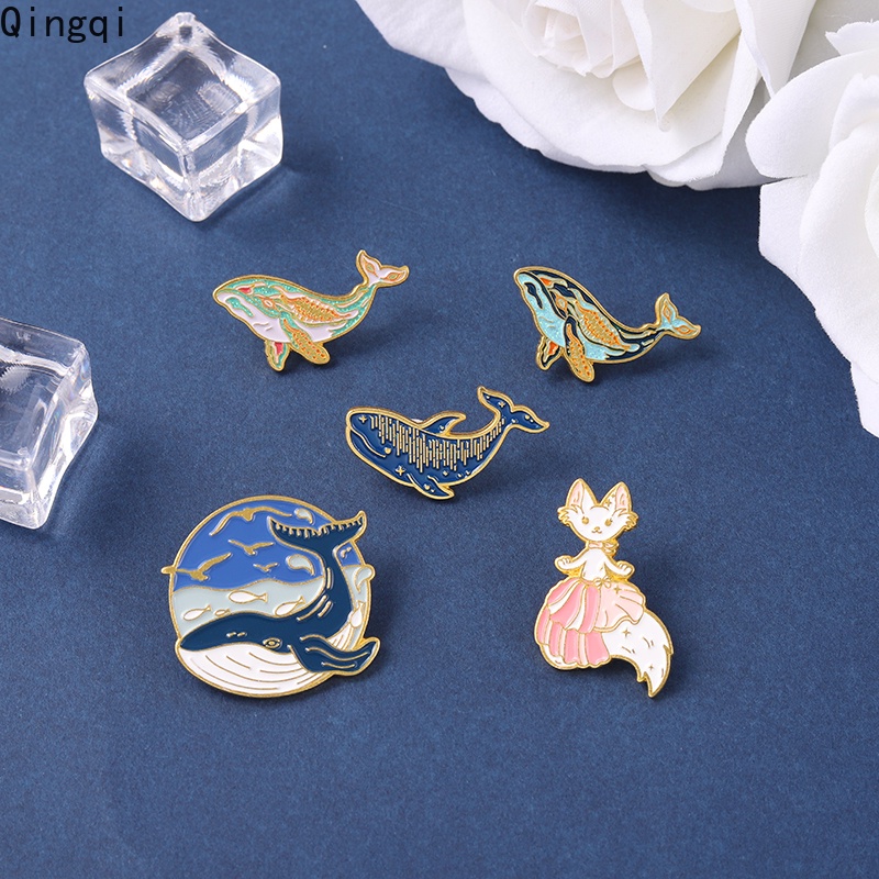Trâm cài áo Miss Zoe kim loại hình cá voi/ mèo/ nàng tiên cá đáng yêu