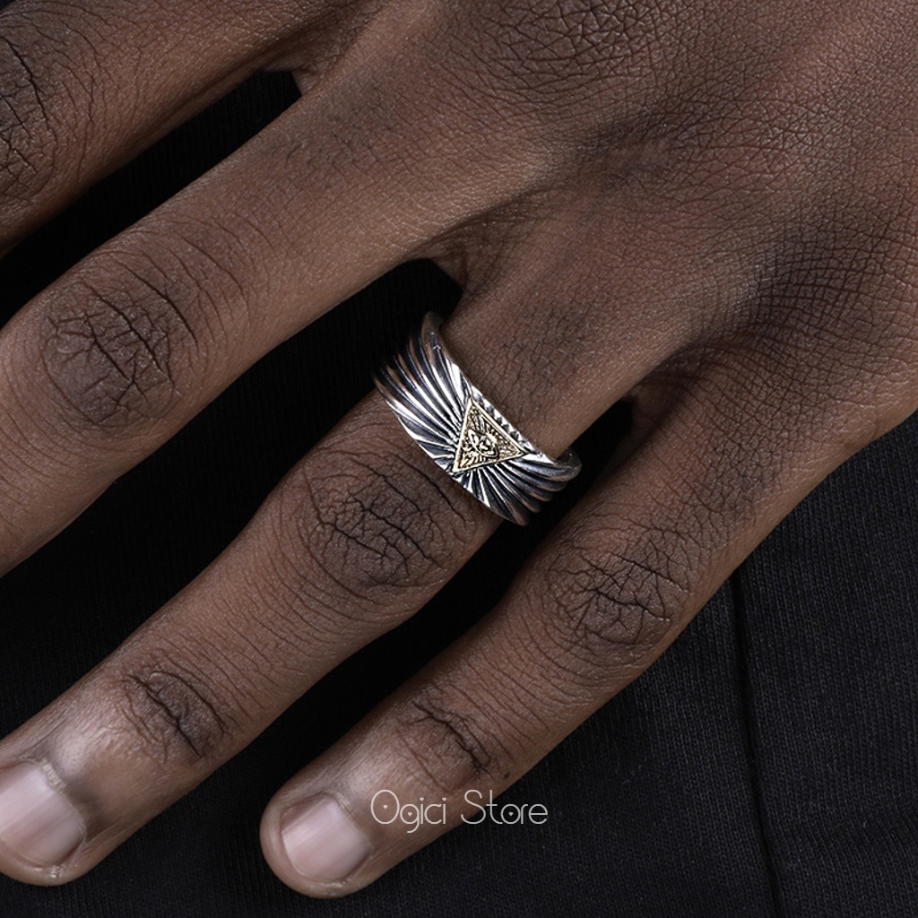 Nhẫn nam nữ thời trang, Nhẫn nam Eye of Horus vòng mở  xu hướng cổ điển thời thượng, Cá tính, Unisex