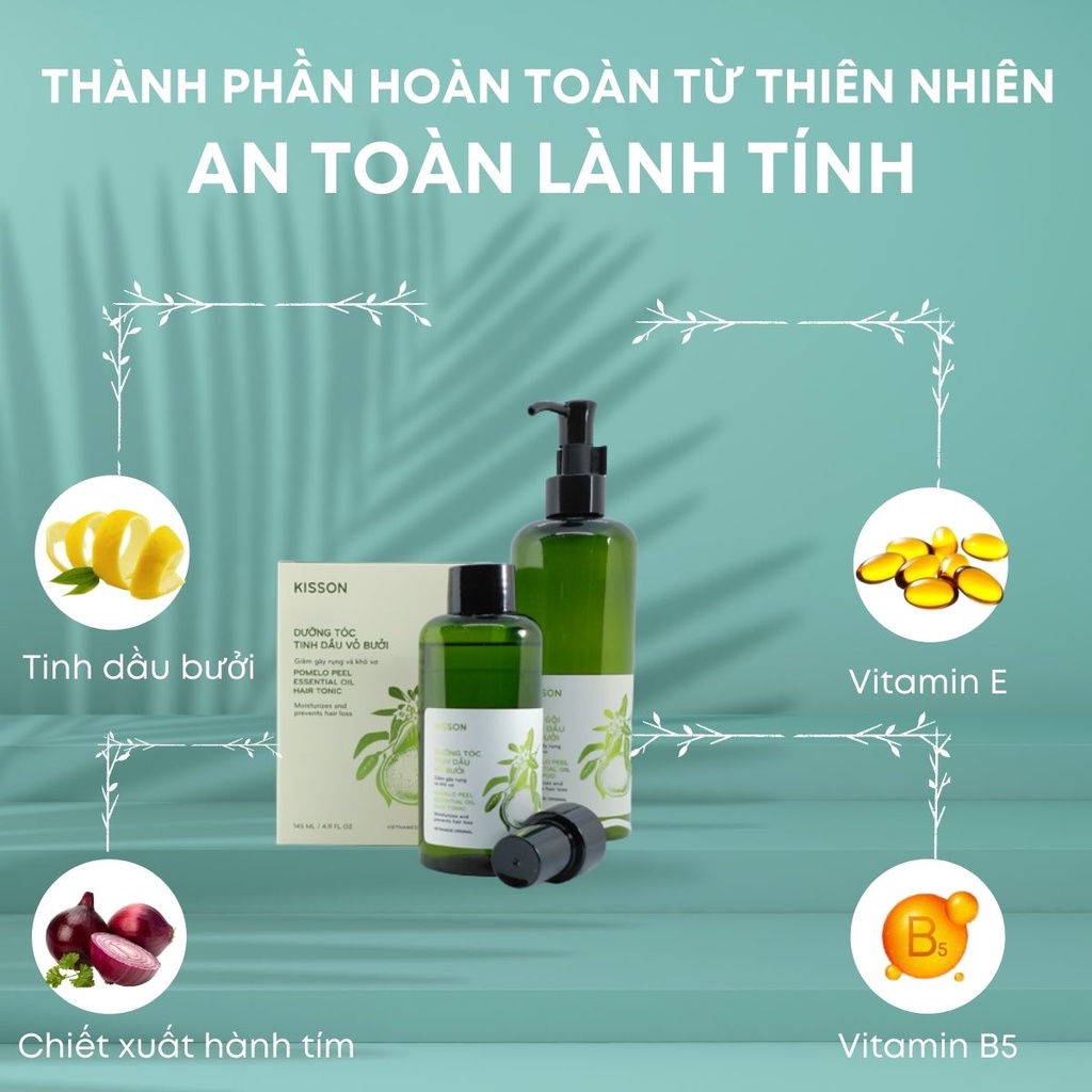 Bộ đôi dầu gội tinh dầu vỏ bưởi 300ml và xịt dưỡng tóc tinh dầu vỏ bưởi 145ml - Giúp ngăn ngừa rụng tóc và kích mọc tóc