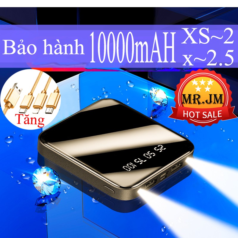 Sạc pin dự phòng 10.000 mAh tích hợp đèn pin 2 cồng output 2 cổng input thiết kế nhỏ gọn