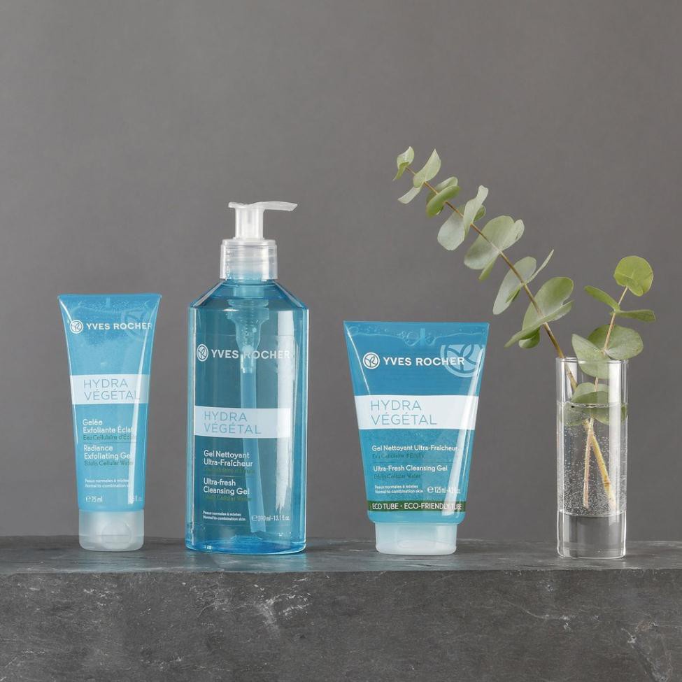 YvR_Gel rửa mặt cấp nước 390ml/125ml Hydra vegetal Yves Rocher cho da thường, da hỗn hợp