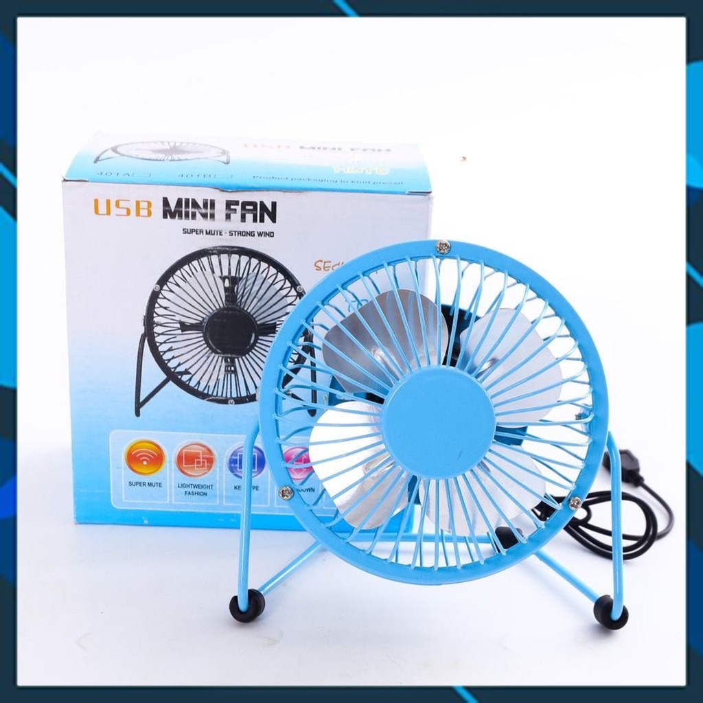 Quạt USB MIni Fan Lồng Sắt Quay 360 Độ Tiện Dụng,Màu Ngẫu Nhiên Cực Mát