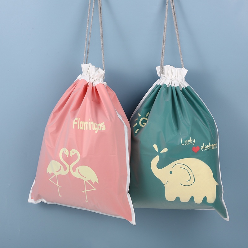 Túi Dây Rút PEVA Hai Lớp Chống Ẩm Chống Bụi Đựng Giày Dép Đi Du Lịch Họa Tiết Hoạt Hình Mới