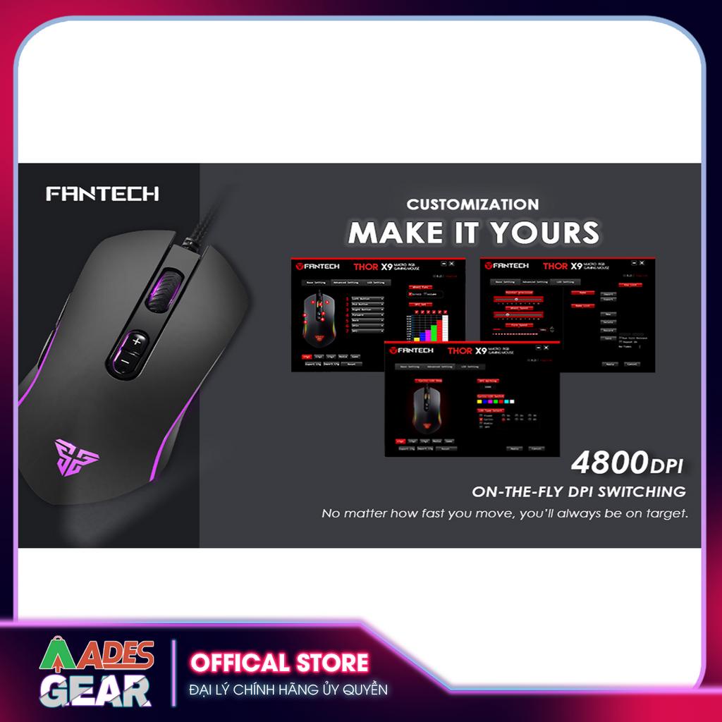 ✔️ Chuột Gaming Có Dây FANTECH X9 THOR 4800DPI LED RGB✔️ 7 Phím Macro ✔️ BẢO HÀNH 12 THÁNG