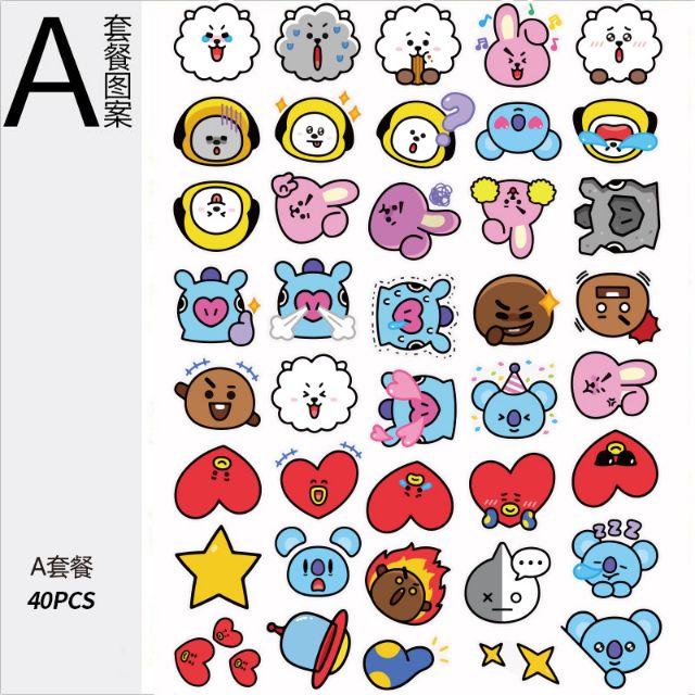 40 HÌNH DÁN STICKER BTS BT21 CUTE