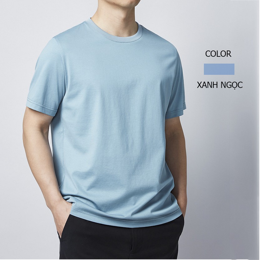 Áo thun nam cổ tròn basic tee thiết kế trơn unisex cộc tay vải cotton co giãn 4 chiều | BigBuy360 - bigbuy360.vn