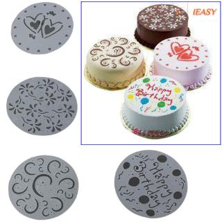 IE❤4x DIY Cake Decorating Flowers Heart Printed Pattern Stencil Designs Baking Tool