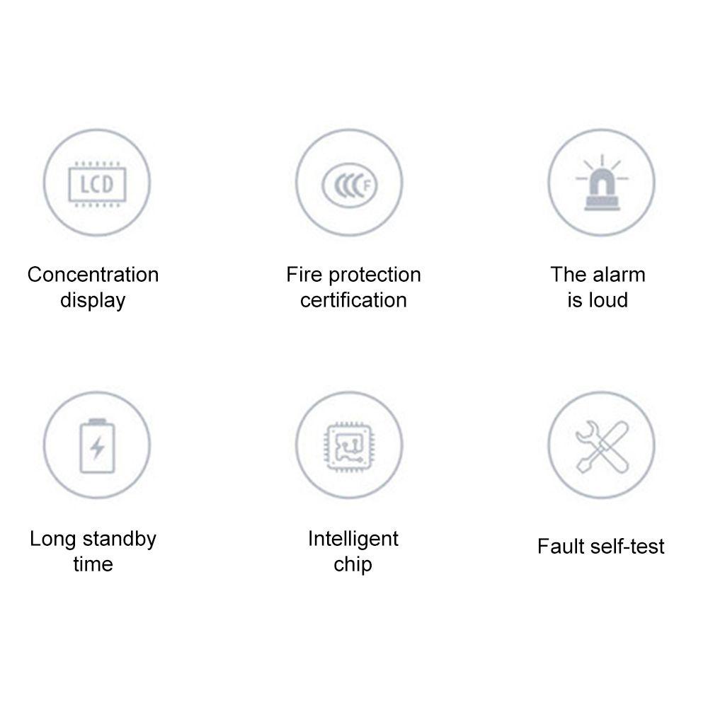 WTTLE Thiết Bị Báo Động An Toàn Carbon Monoxide Màu Trắng Thời Trang
