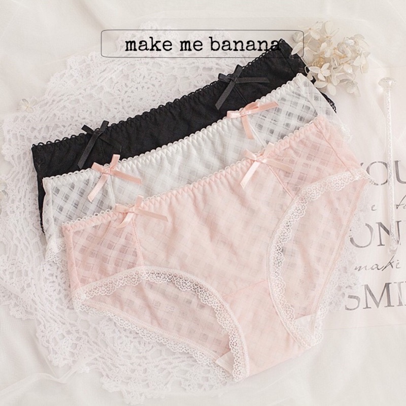 Quần lót ren nơ sọc caro cực mỏng nhẹ thoáng mát - Sophie