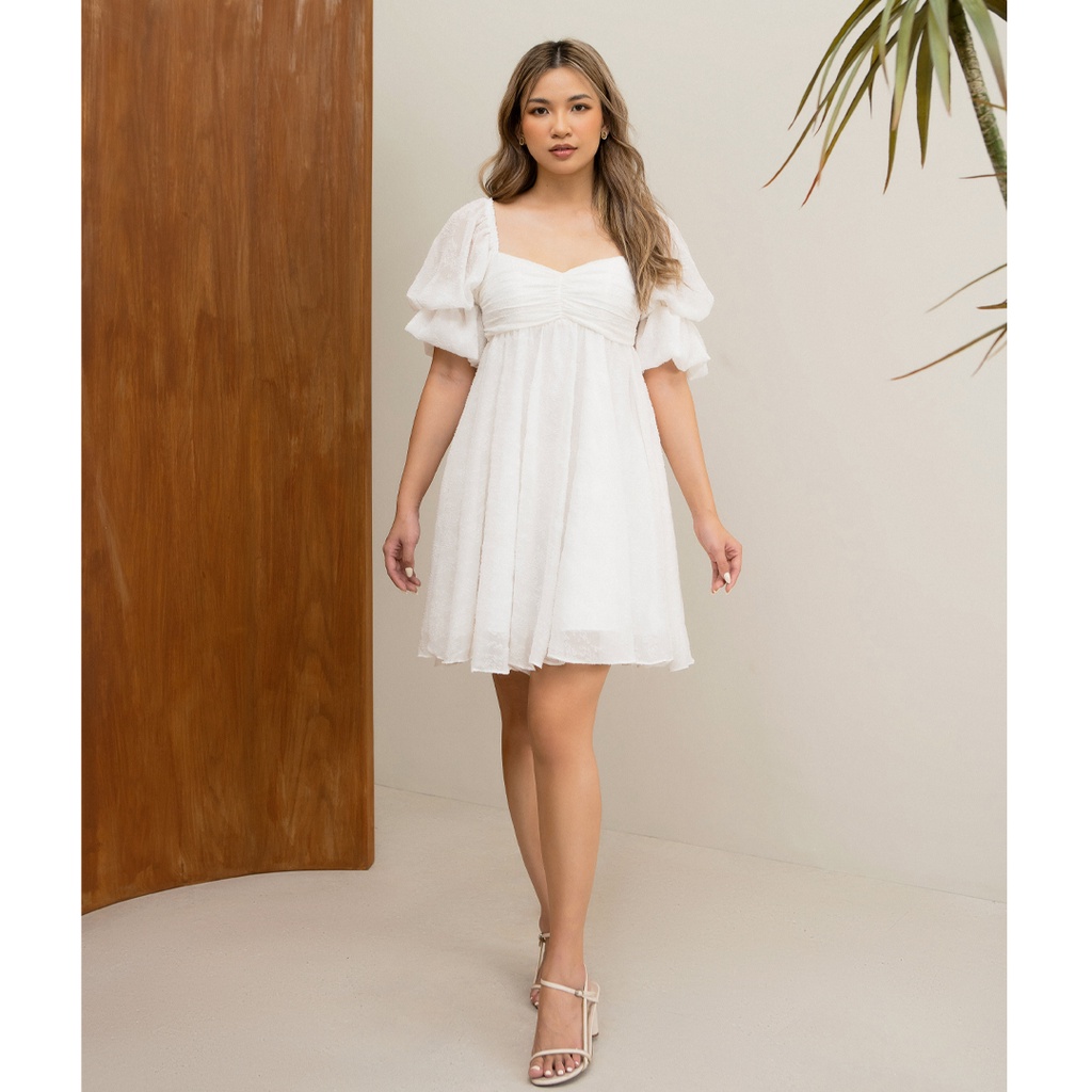 Des Fleurs - Váy xoè Lys Baby Doll Puff Sleeve Dress