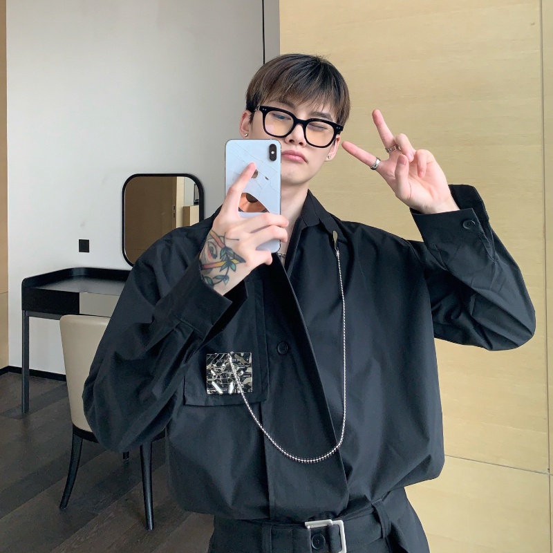 Áo sơ mi nam tay dài màu trơn thời trang phong cách Hàn Quốc