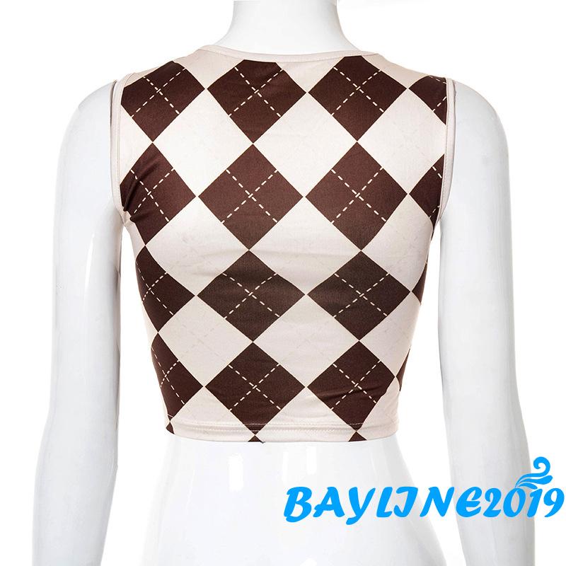 Áo croptop sát nách cổ tròn in họa tiết thời trang cho nữ