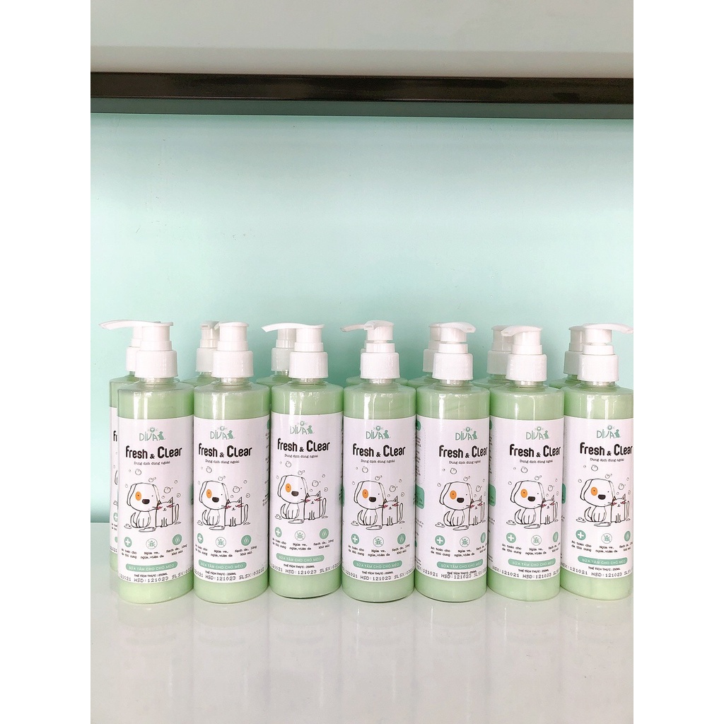 SỮA TẮM PHÒNG NGỪA VE NẤM DIVA FRESH &amp; CLEAR 250ML CHO CHÓ MÈO