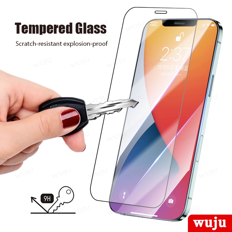WUJU Kính cường lực 9H 2.5D trong suốt compatible for iPhone 11 12 13 14 15 Pro Max XS Max XR X 7 8 14 15 Plus SE