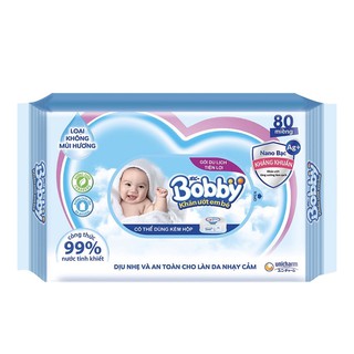 khăn ướt bobby không mùi 80 tờ