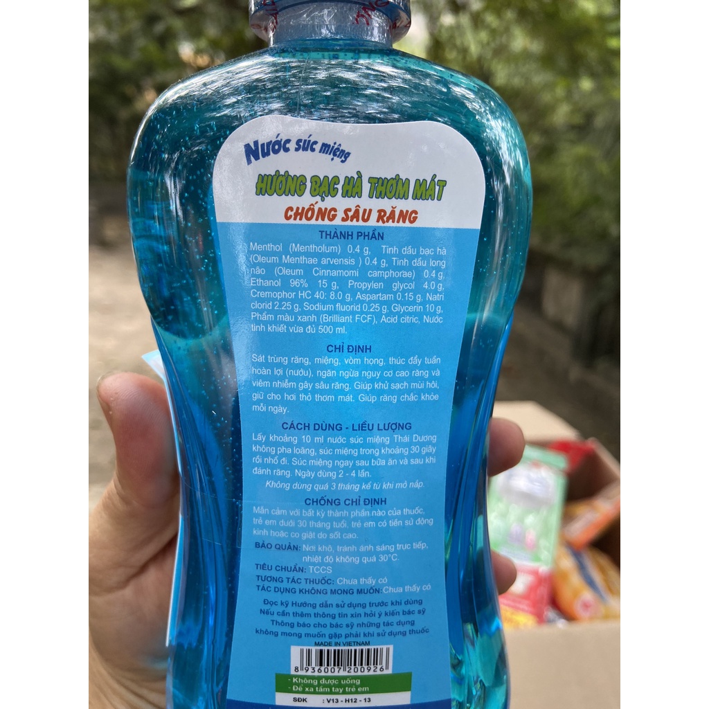 NƯỚC XÚC MIỆNG THÁI DƯƠNG BẠC HÀ CHỐNG SÂU RĂNG 500ML